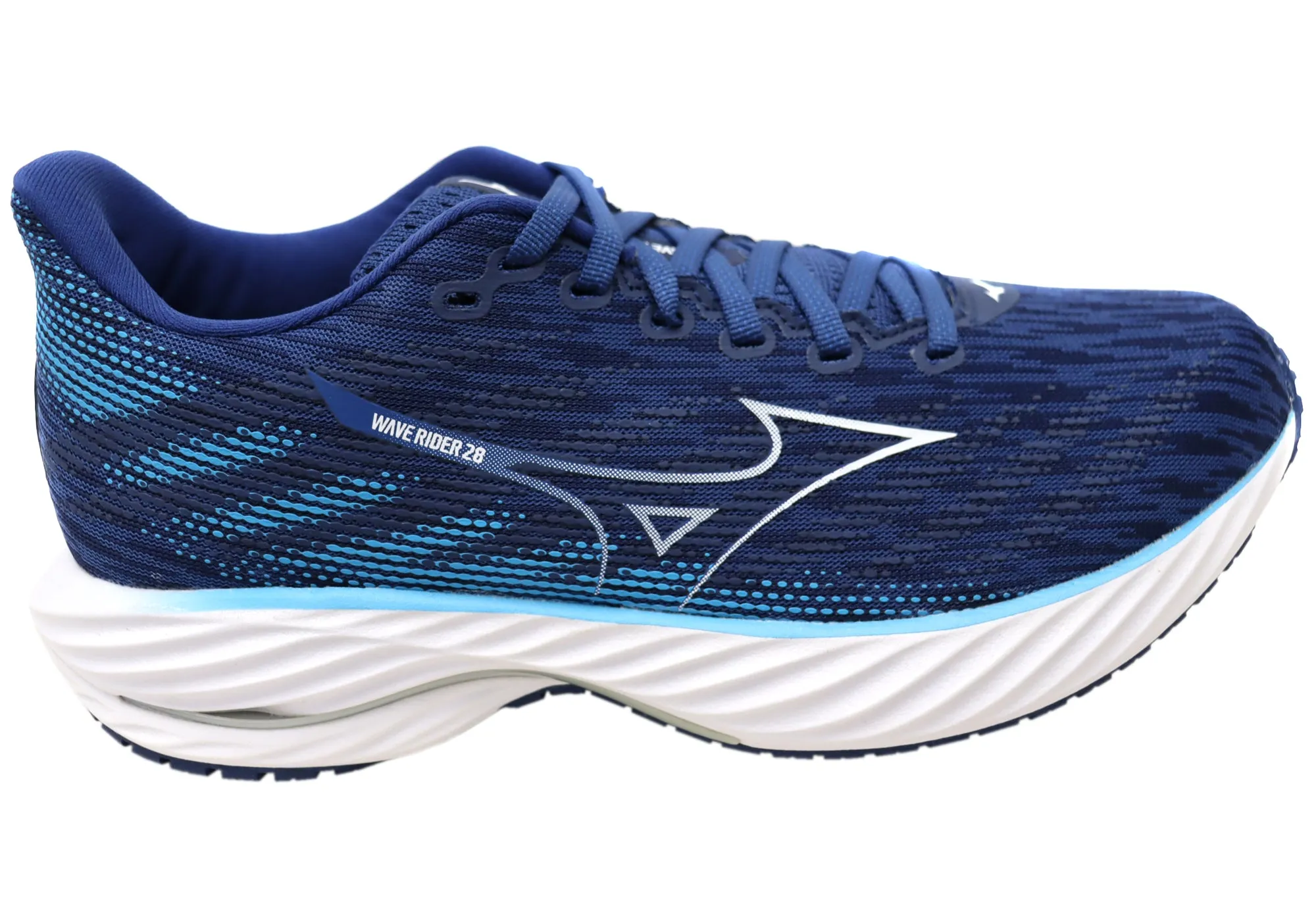 Light Movement Mizuno Mens Wave Rider 28 Comfortable Running Shoes Estate Blue