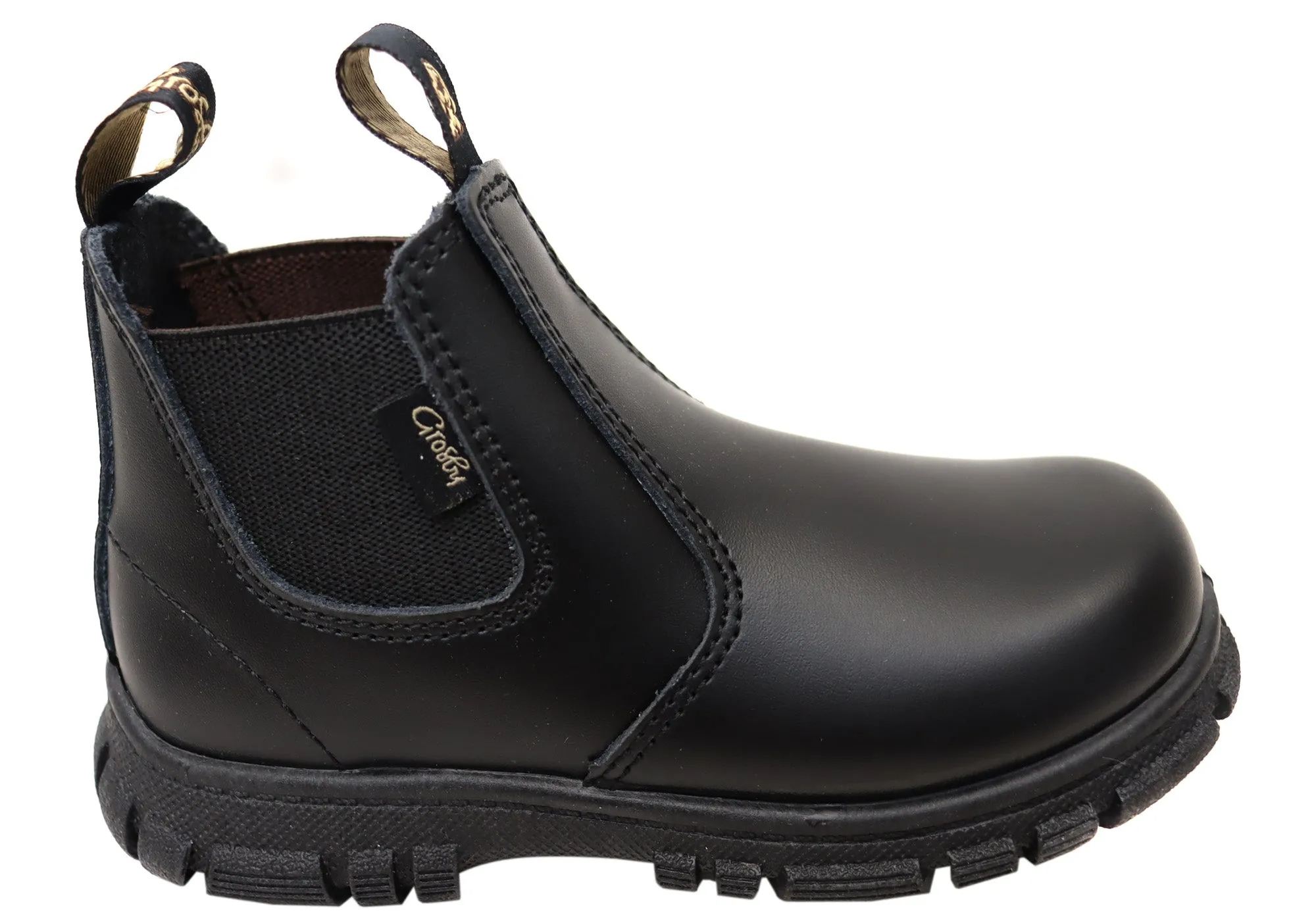 Grosby Ranch Baby Toddler Kids Leather Pull On Boots Zip Closure Insulated Mountain Climber