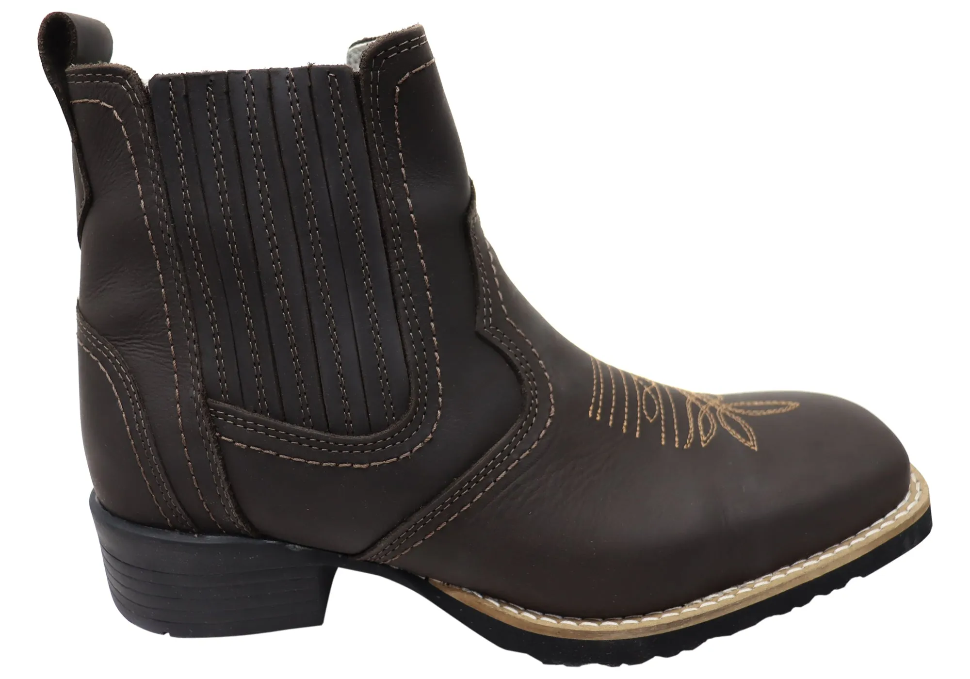 D Milton Ace Mens Leather Comfortable Western Cowboy Chelsea Boots Anti Odor Backcountry Camper