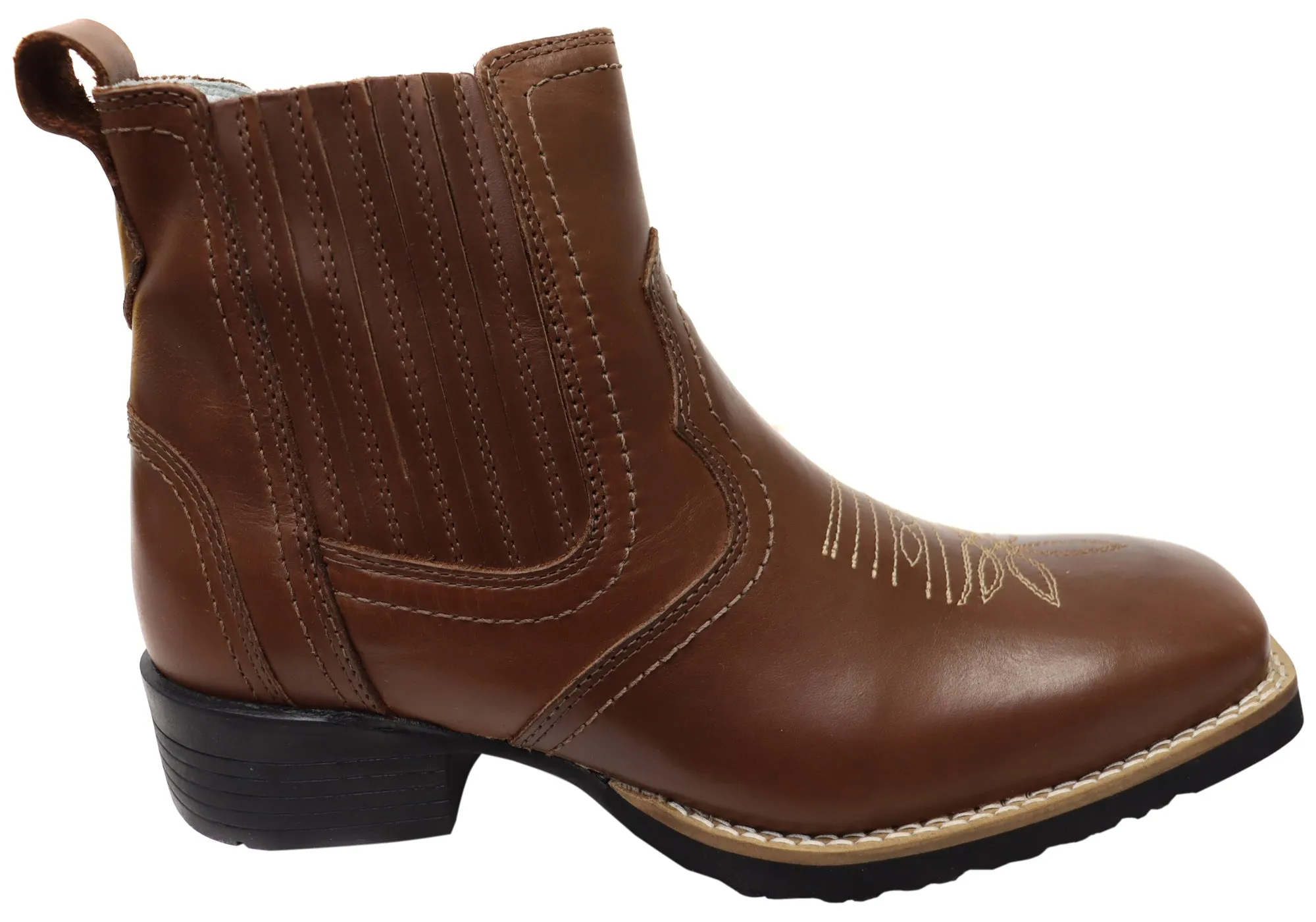D Milton Ace Mens Leather Comfortable Western Cowboy Chelsea Boots Factory Worker