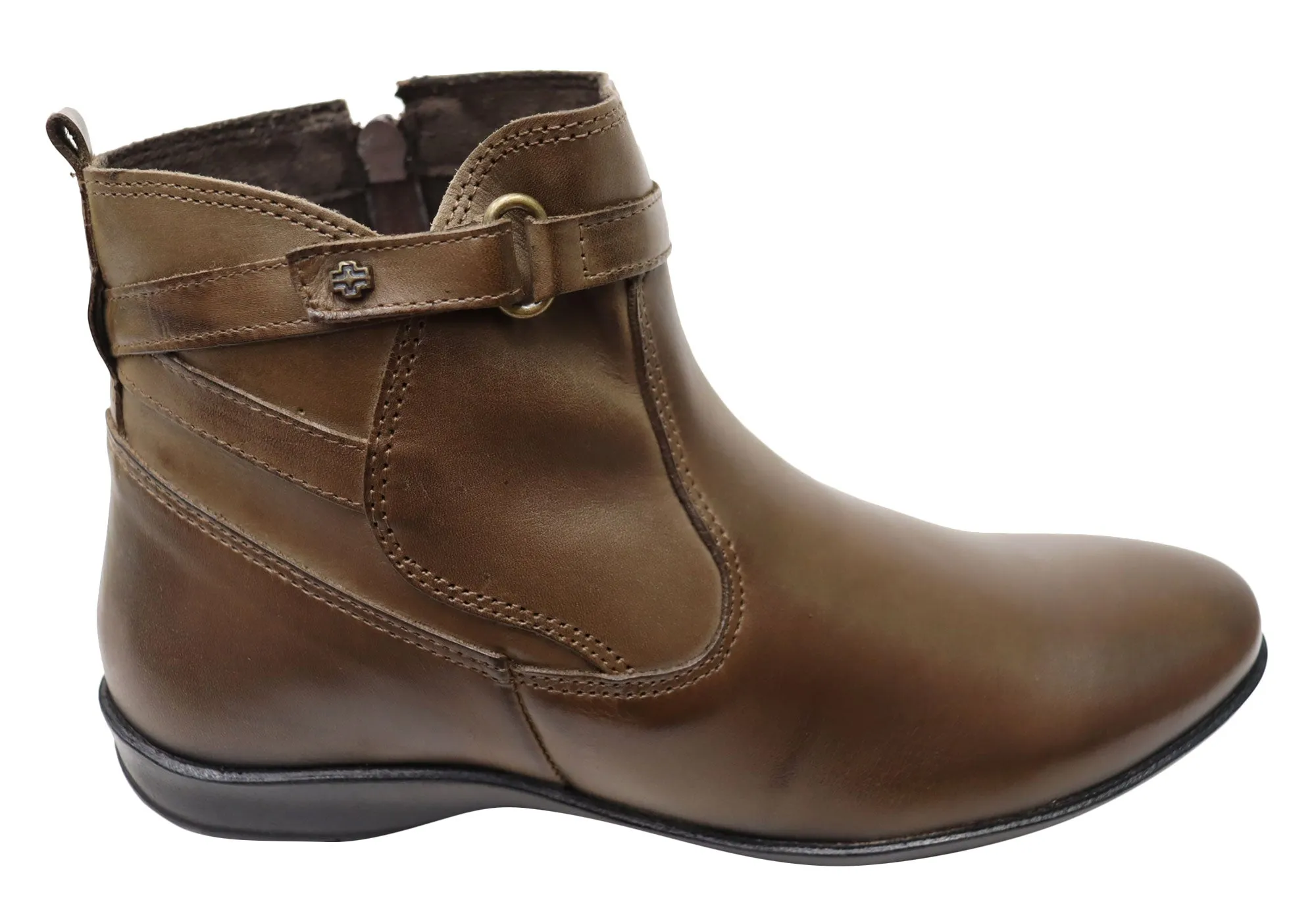 Impact Resistant Perlatto Lane Womens Comfortable Leather Ankle Boots Made In Brazil