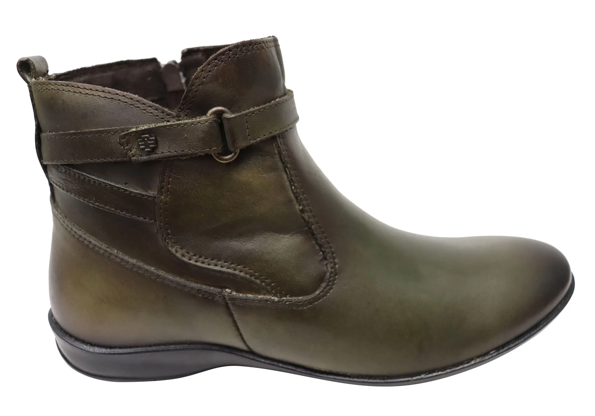 Rugged Function Perlatto Lane Womens Comfortable Leather Ankle Boots Made In Brazil