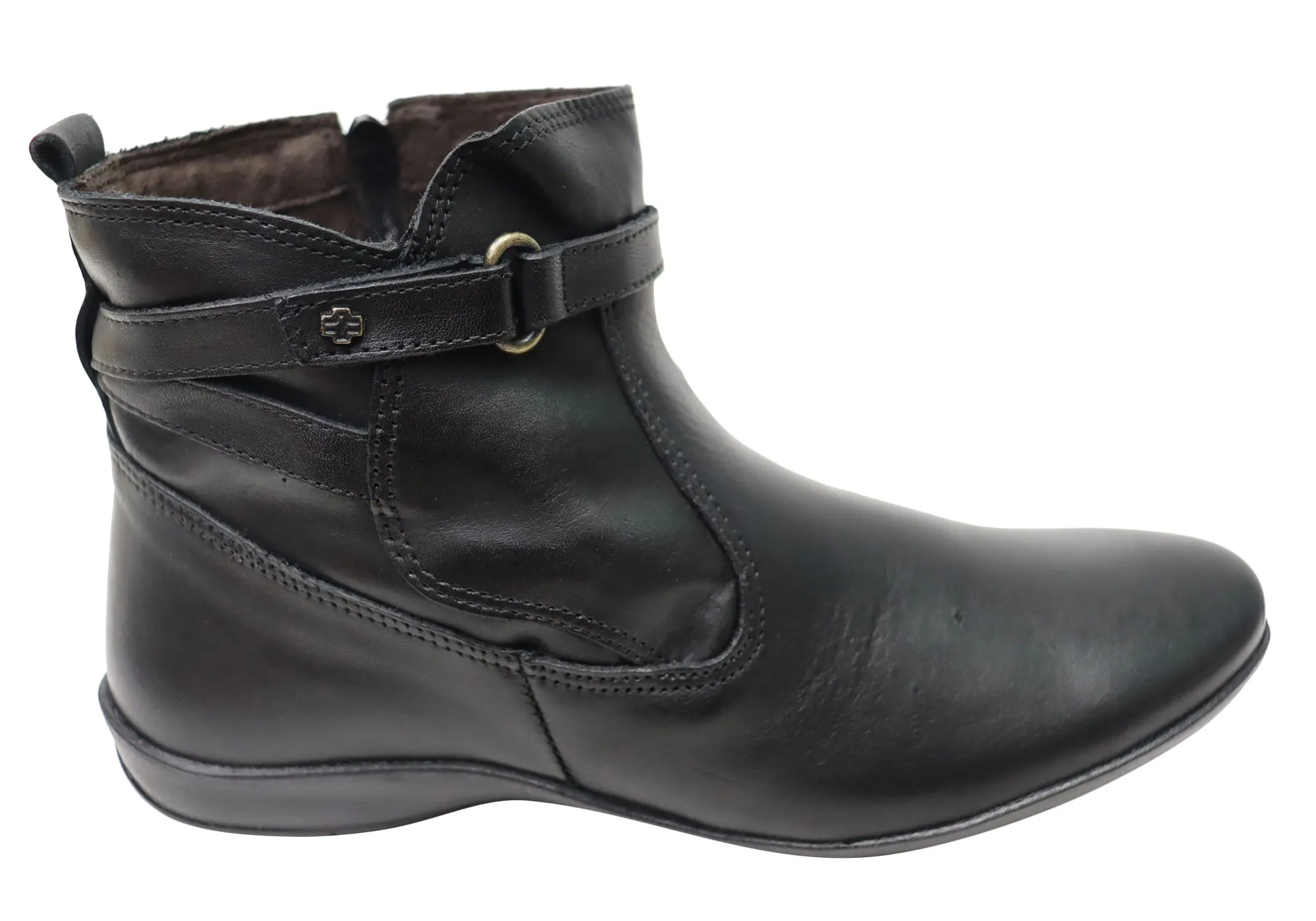 Perlatto Lane Womens Comfortable Leather Ankle Boots Made In Brazil Impact absorption Low Profile Rough Terrain