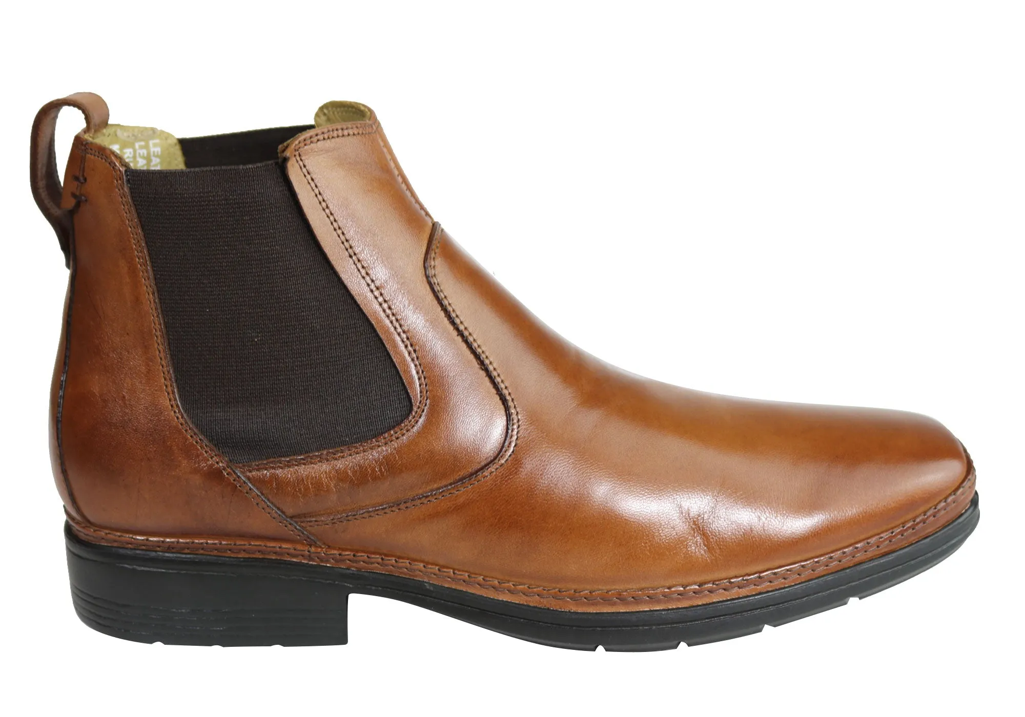 Savelli Liam Mens Comfort Leather Chelsea Dress Boots Made In Brazil Slip-On Style Leopard Tone