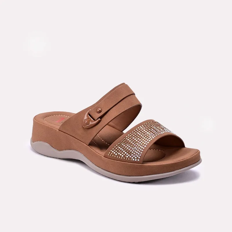 Womens Brown Casual Slippers 0413411 Linen Air