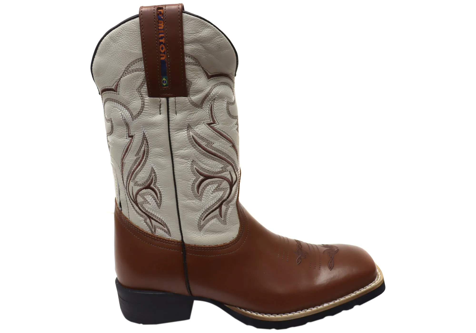 D Milton Banjo Mens Leather Comfortable Western Cowboy Boots Grippy Outsole Work Commute
