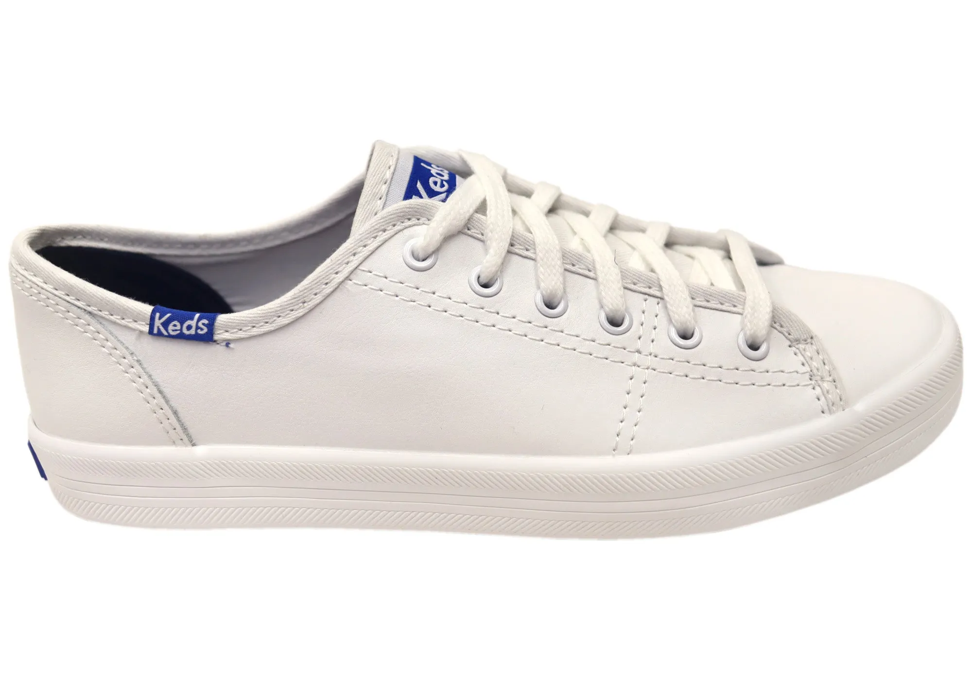 Keds Womens Kickstart Leather White Casual Comfortable Sneakers Slip   On