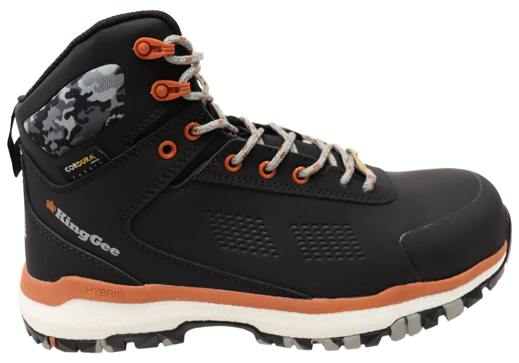 KingGee Mens Terra Firma Hybrid Zip Lace Composite Toe Work Boots High-Quality Leather