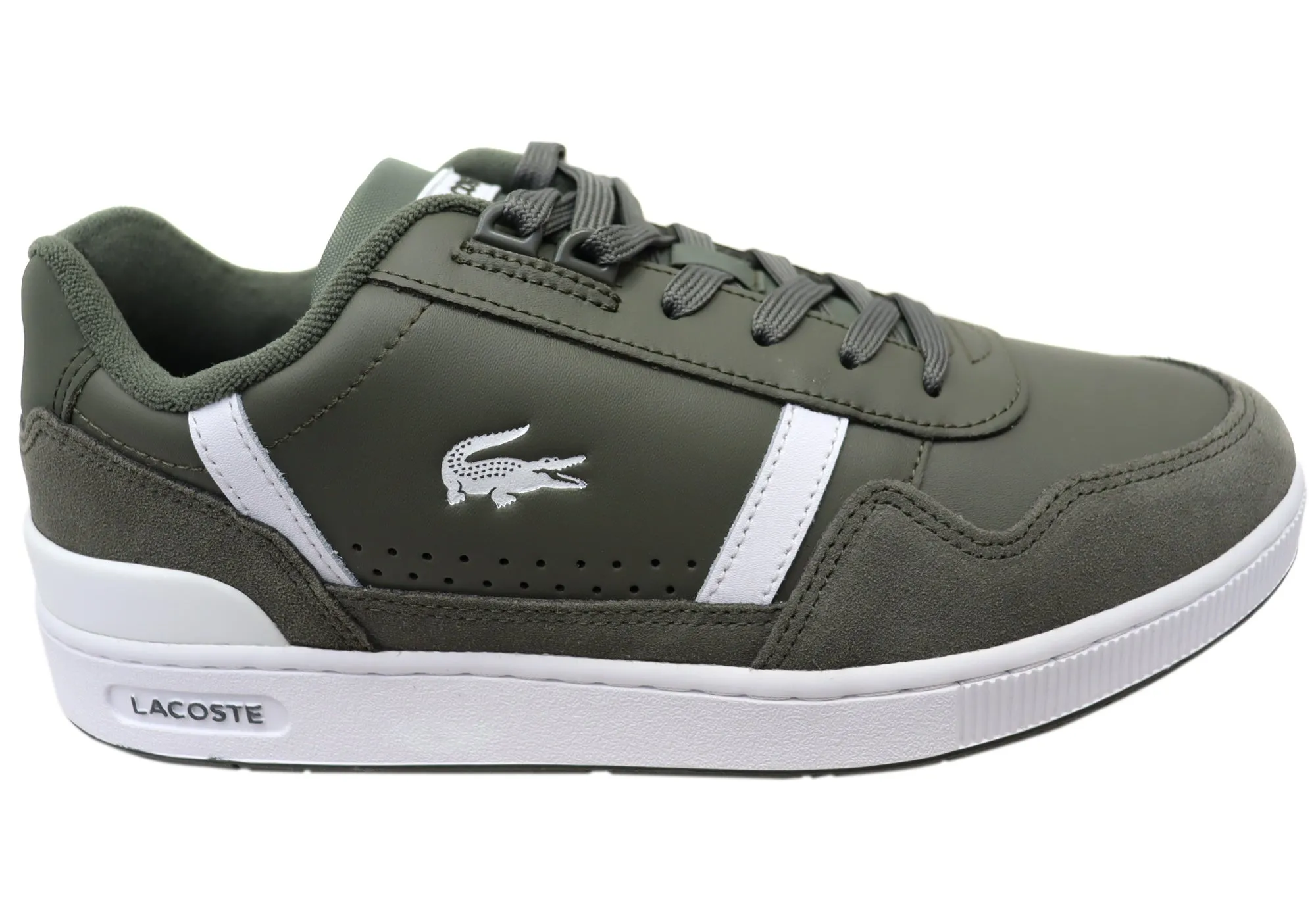 Cushioned Walk Lacoste Mens Comfortable Leather T Clip BiColour Sneakers