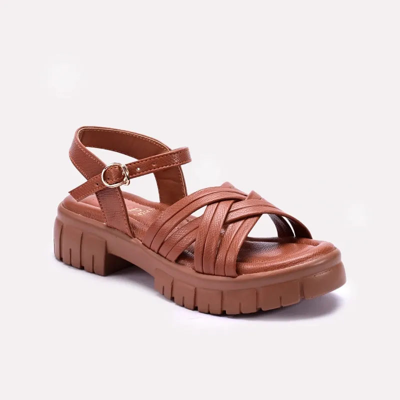 Womens Brown Chunky Casual Sandals 0421472 Soft Lining