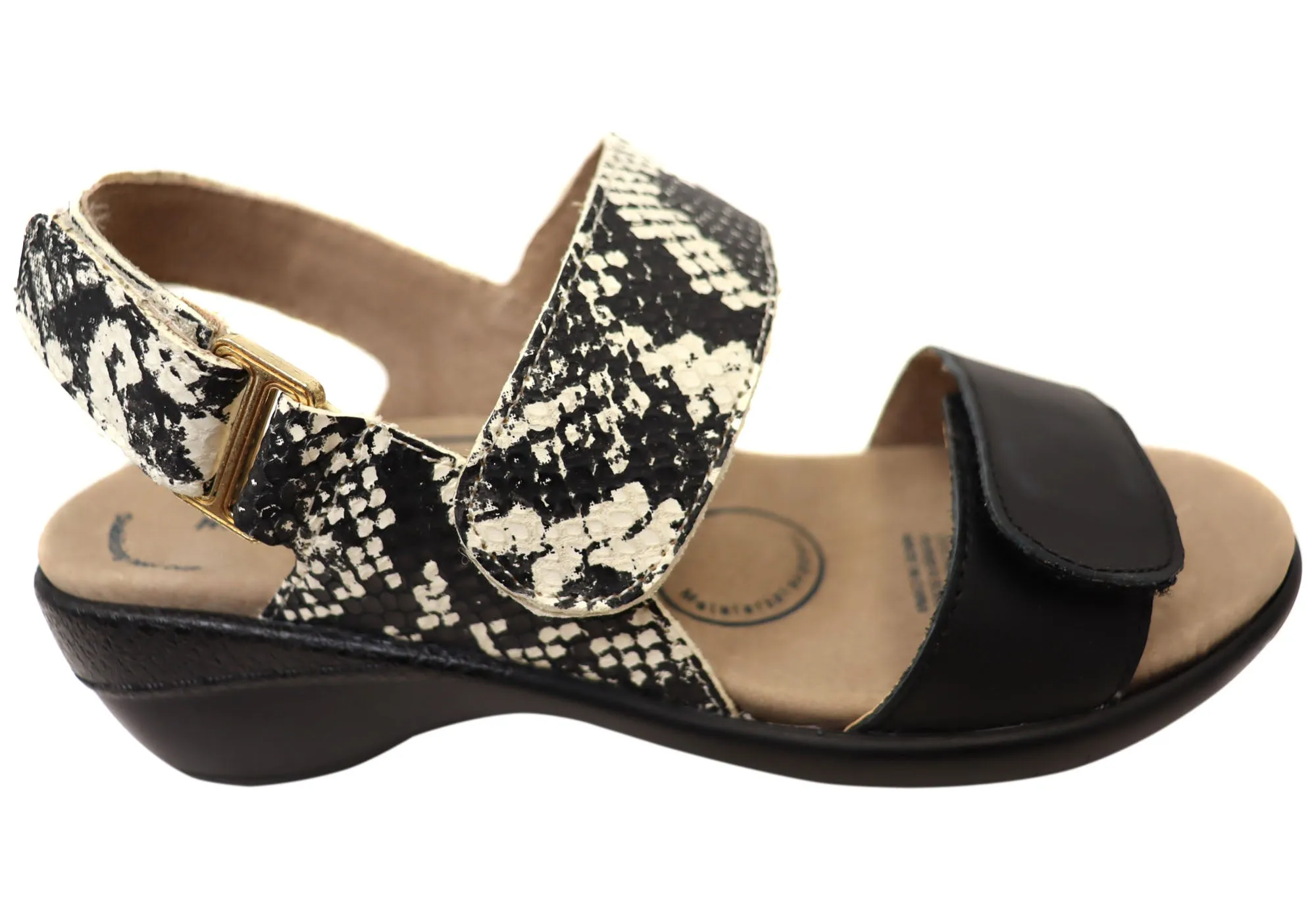 Homyped Womens Savannah Twin Comfortable Extra Wide Leather Sandals Airy Vibe Beach Sandals