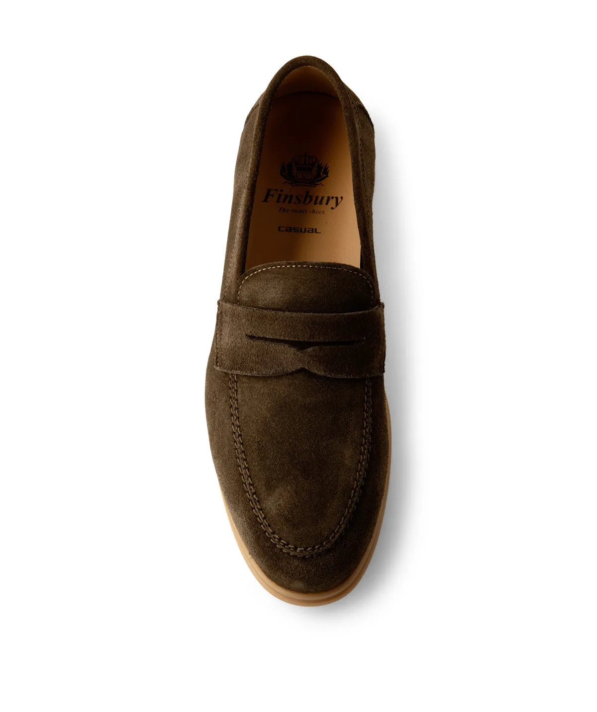 Flexible Sole Design Mocassin PORTOBELLO Daim Olive Sombre