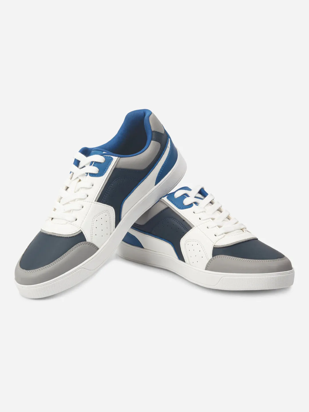 Smooth Step Men's Navy White Lace Up Fashion Sneakers (IX6013)
