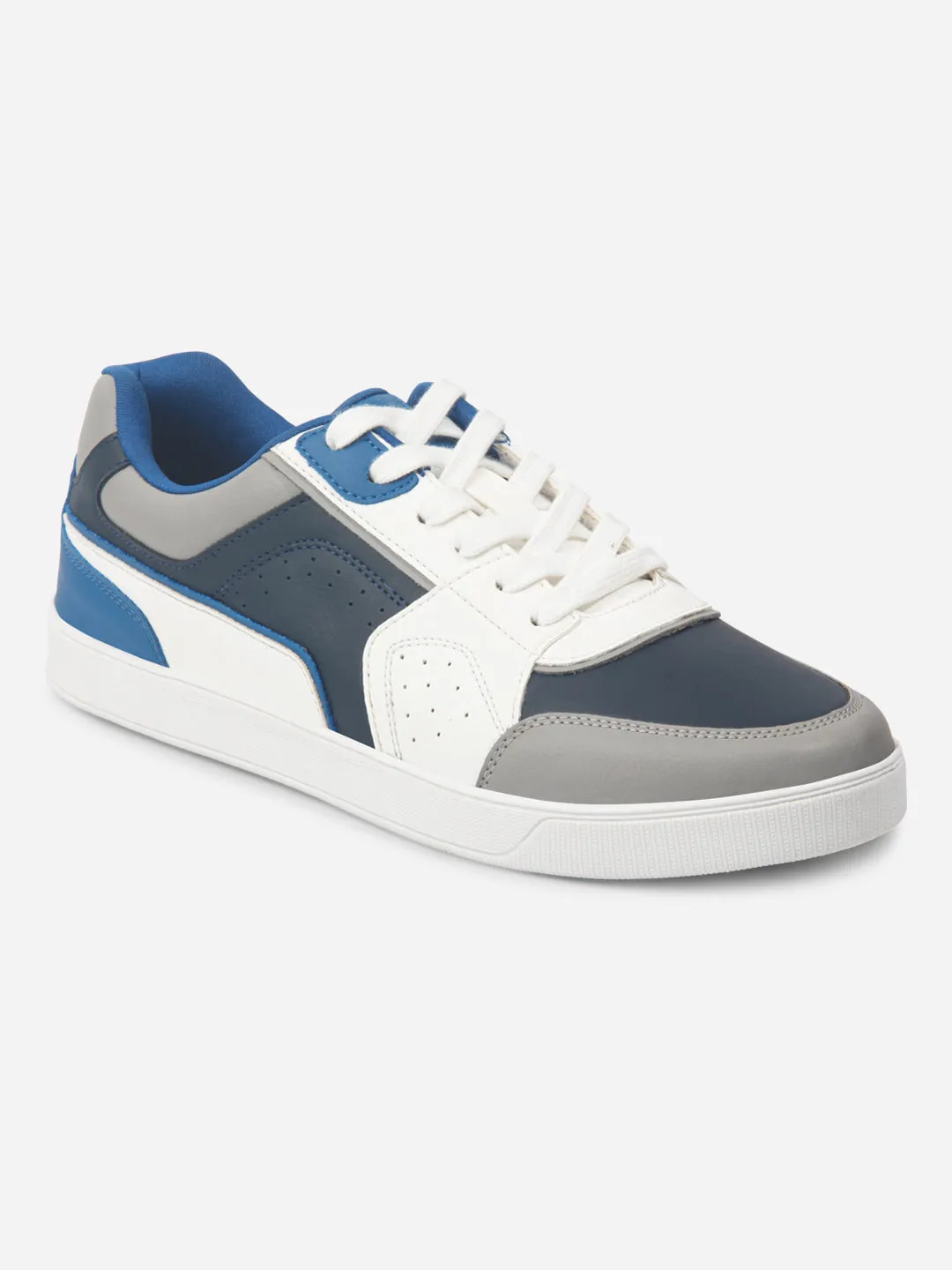 Lightweight Design Secure Style Men's Navy White Lace Up Fashion Sneakers (IX6013)