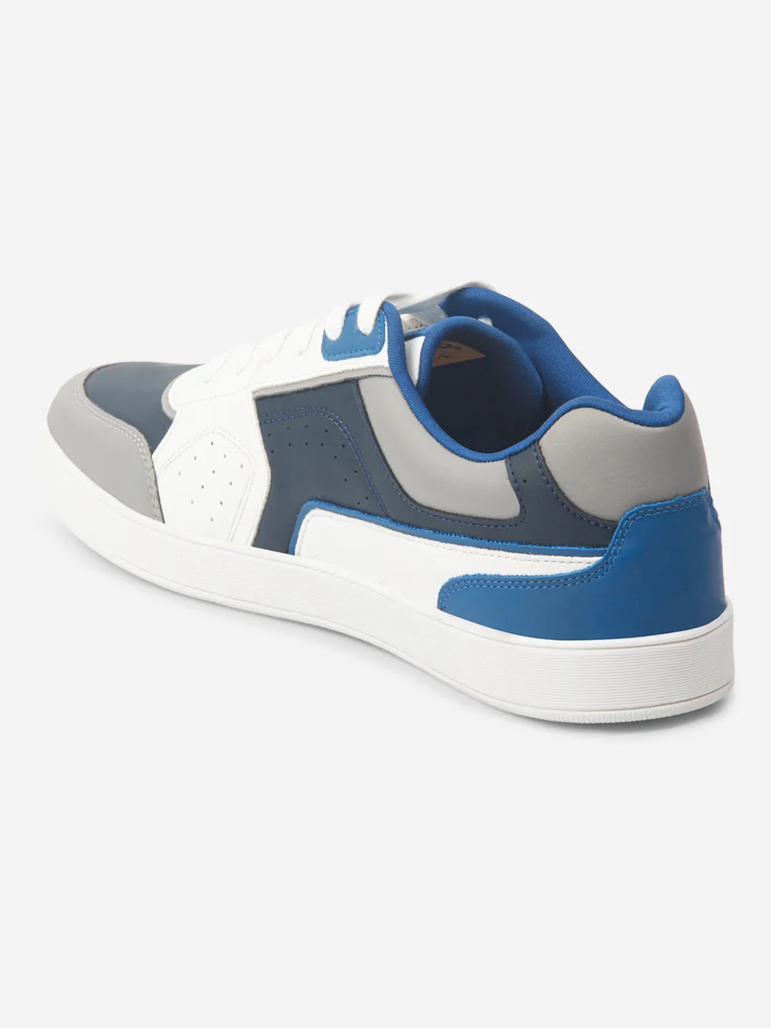 Men's Navy White Lace Up Fashion Sneakers (IX6013) Anti Slip Insole