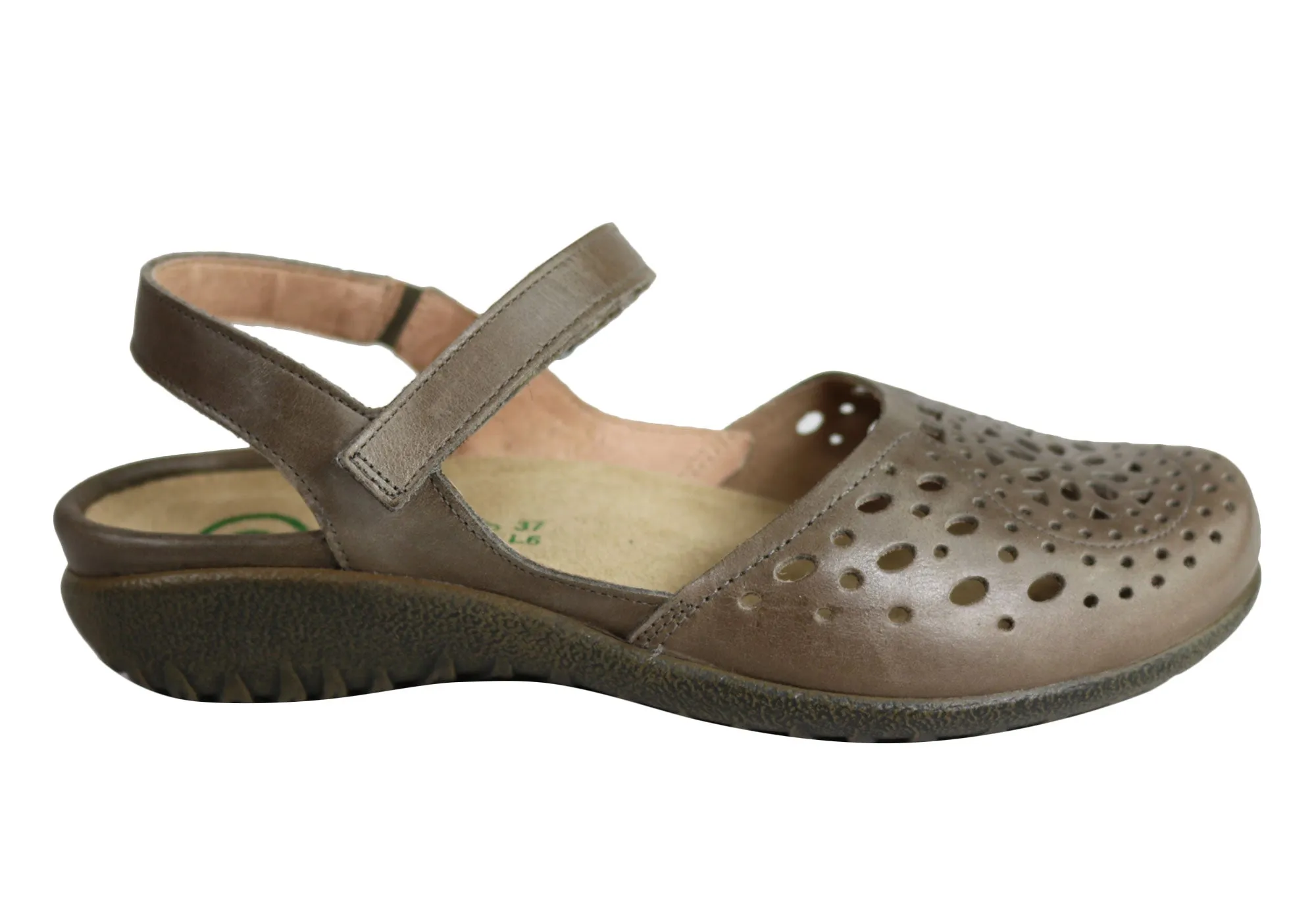 Naot Arataki Womens Closed Toe Orthotic Friendly Leather Flat Sandals Lifted Feel