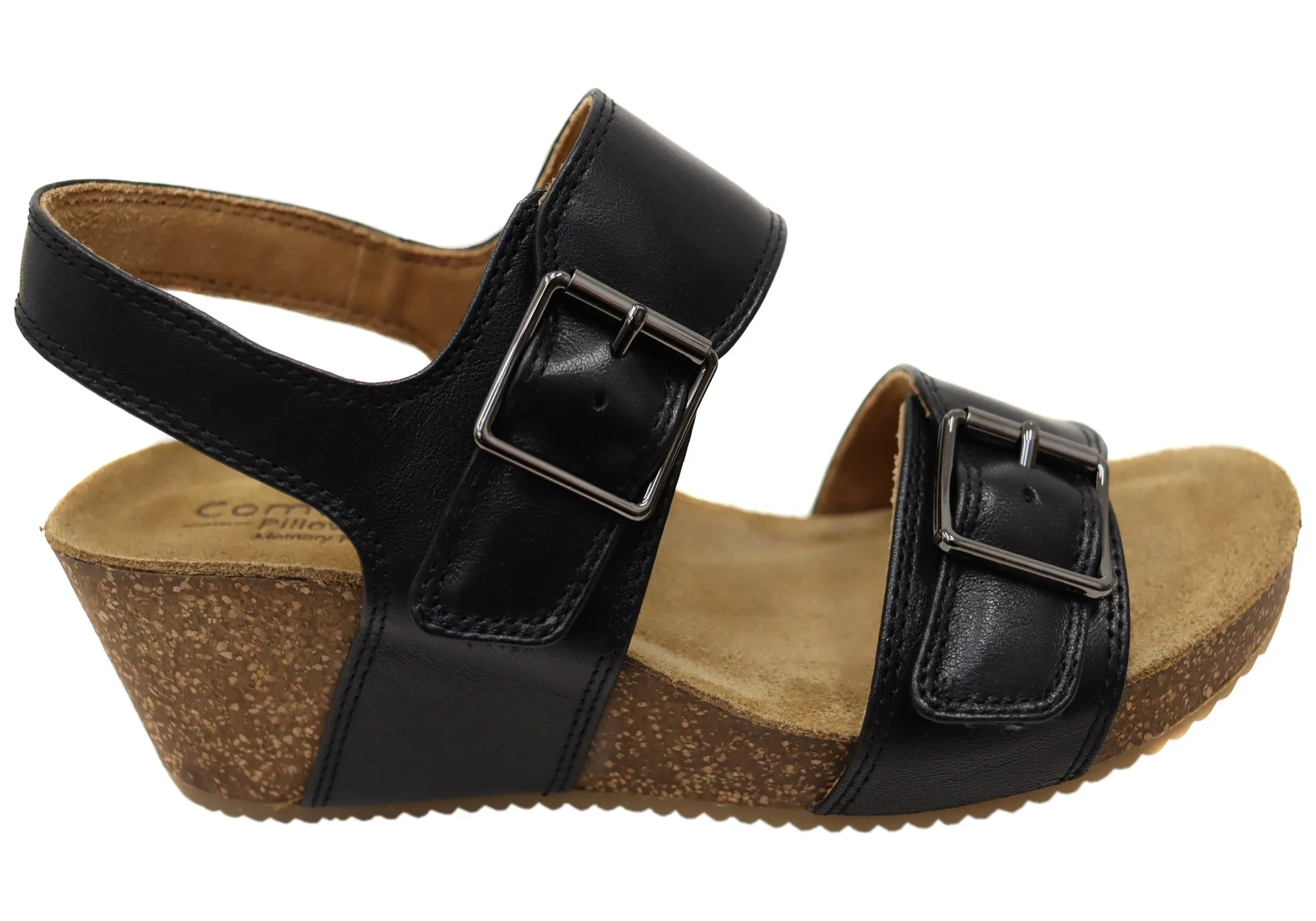 Light Arch Comfortiva Erlina Womens Comfort Footbed Wide Leather Wedge Sandals