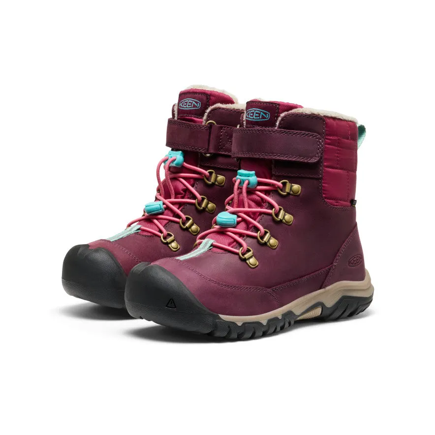Tiger Mark Big Kids' Kanibou Waterproof Winter Boot  |  Fig/Pink Lemonade