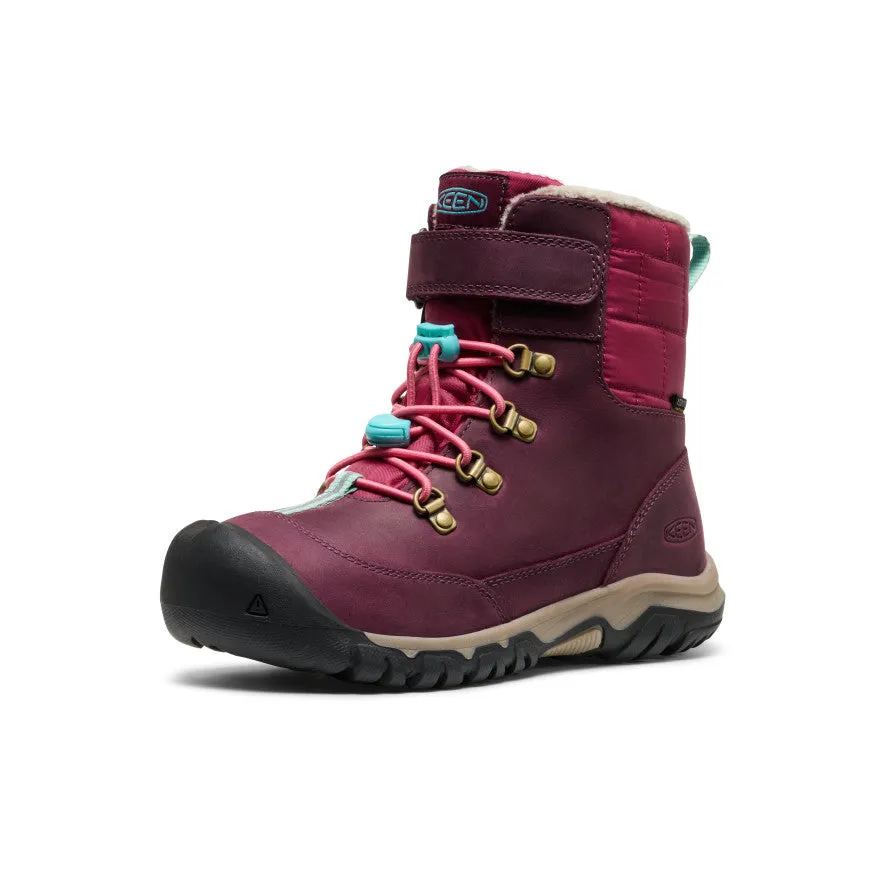 Big Kids' Kanibou Waterproof Winter Boot  |  Fig/Pink Lemonade Cushioned Step Windy Weather Work Wear