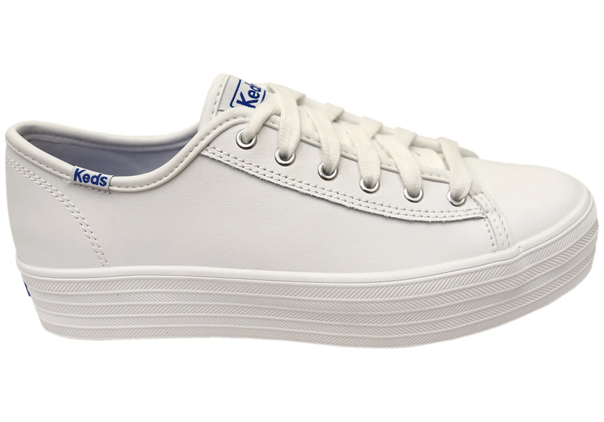 Active Step Leisure Ready Keds Womens Triple Kick Leather White Comfortable Platform Sneakers
