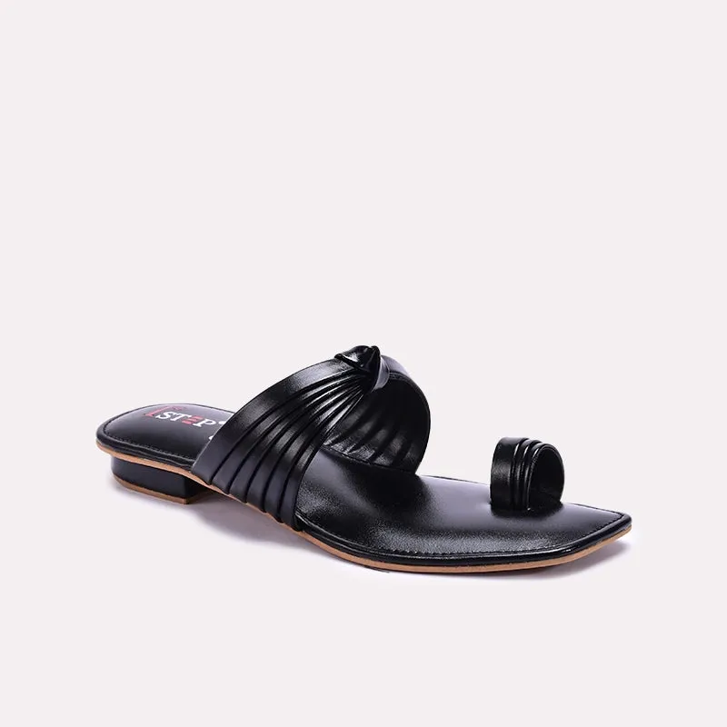 Black Casual Slippers 0412836 Ventilated Park Day