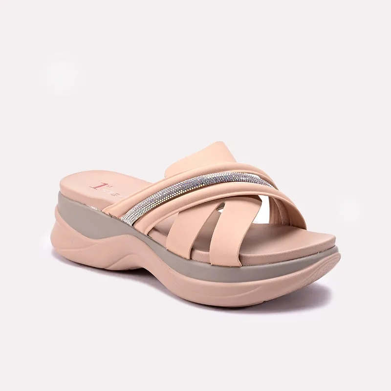 Wide fit Galaxy Tone Womens Fawn Chunky Casual Slippers 0413425