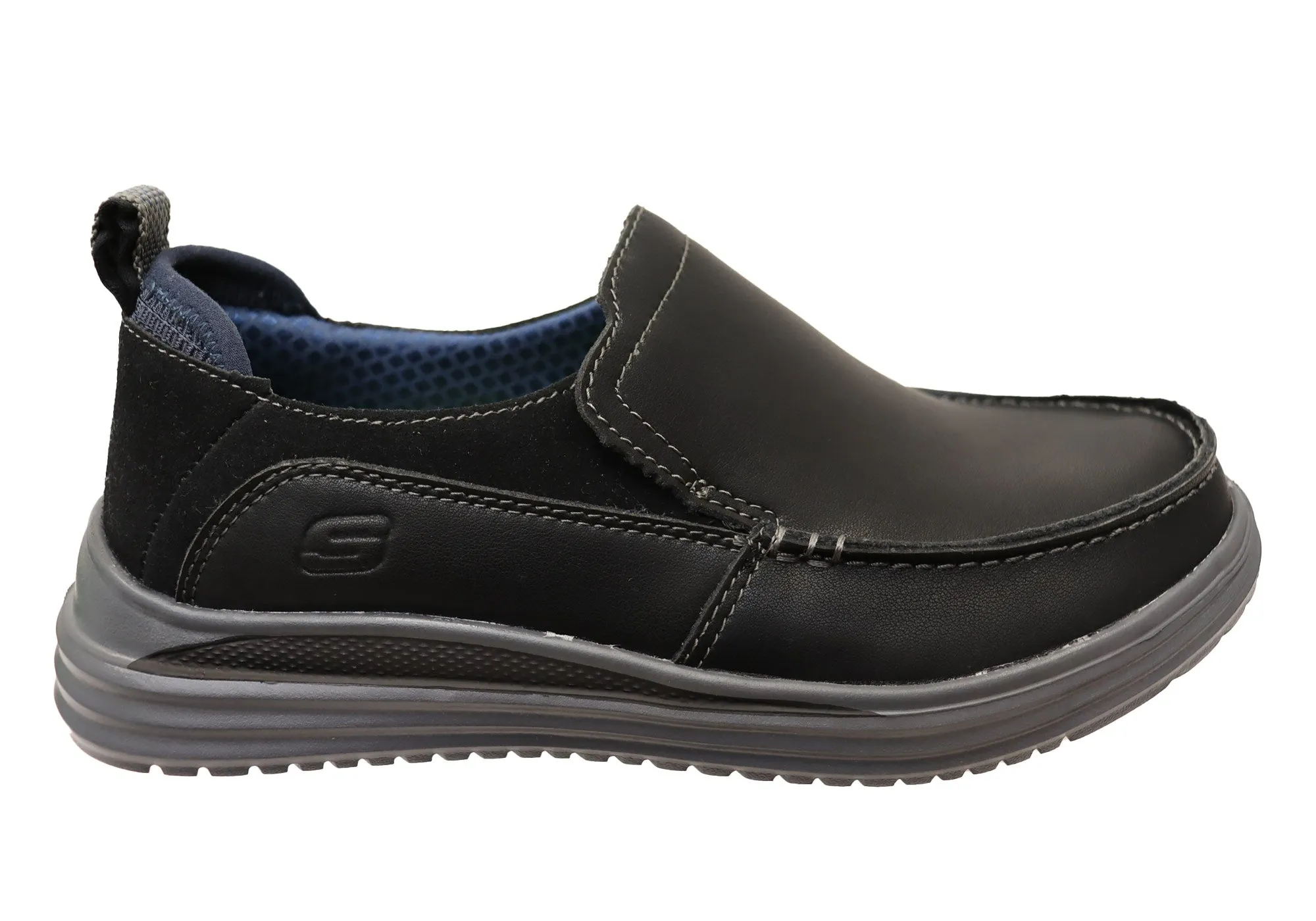 Skechers Mens Proven Relander Comfortable Leather Slip On Shoes Eco Materials Lace Up Closure Mechanism