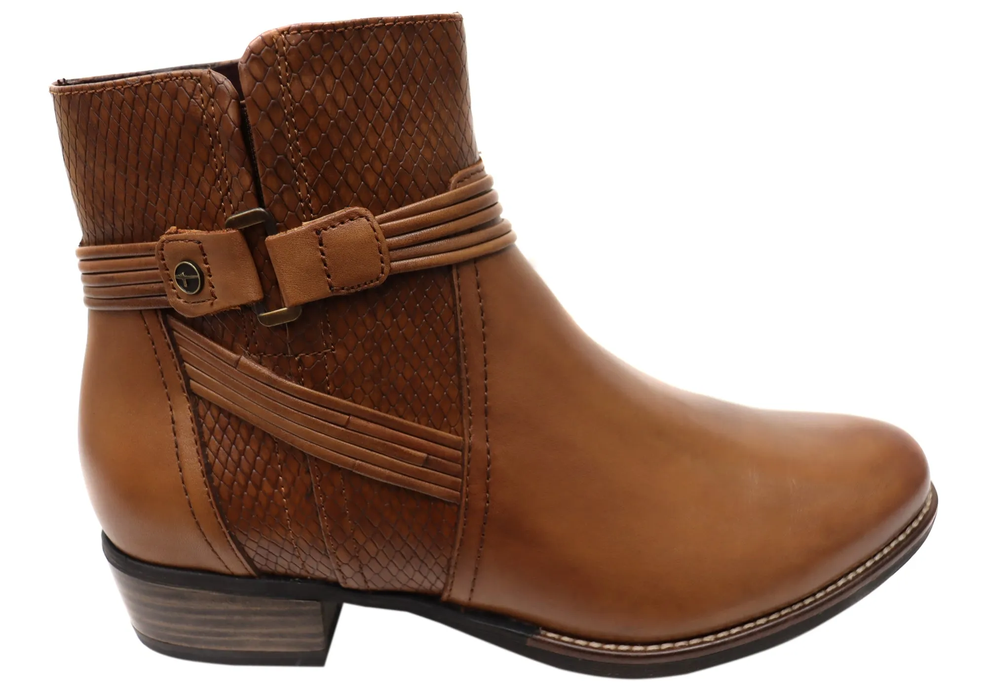 Tamaris Ally Womens Comfortable Leather Low Heel Ankle Boots Cozy Feel Stable Fit