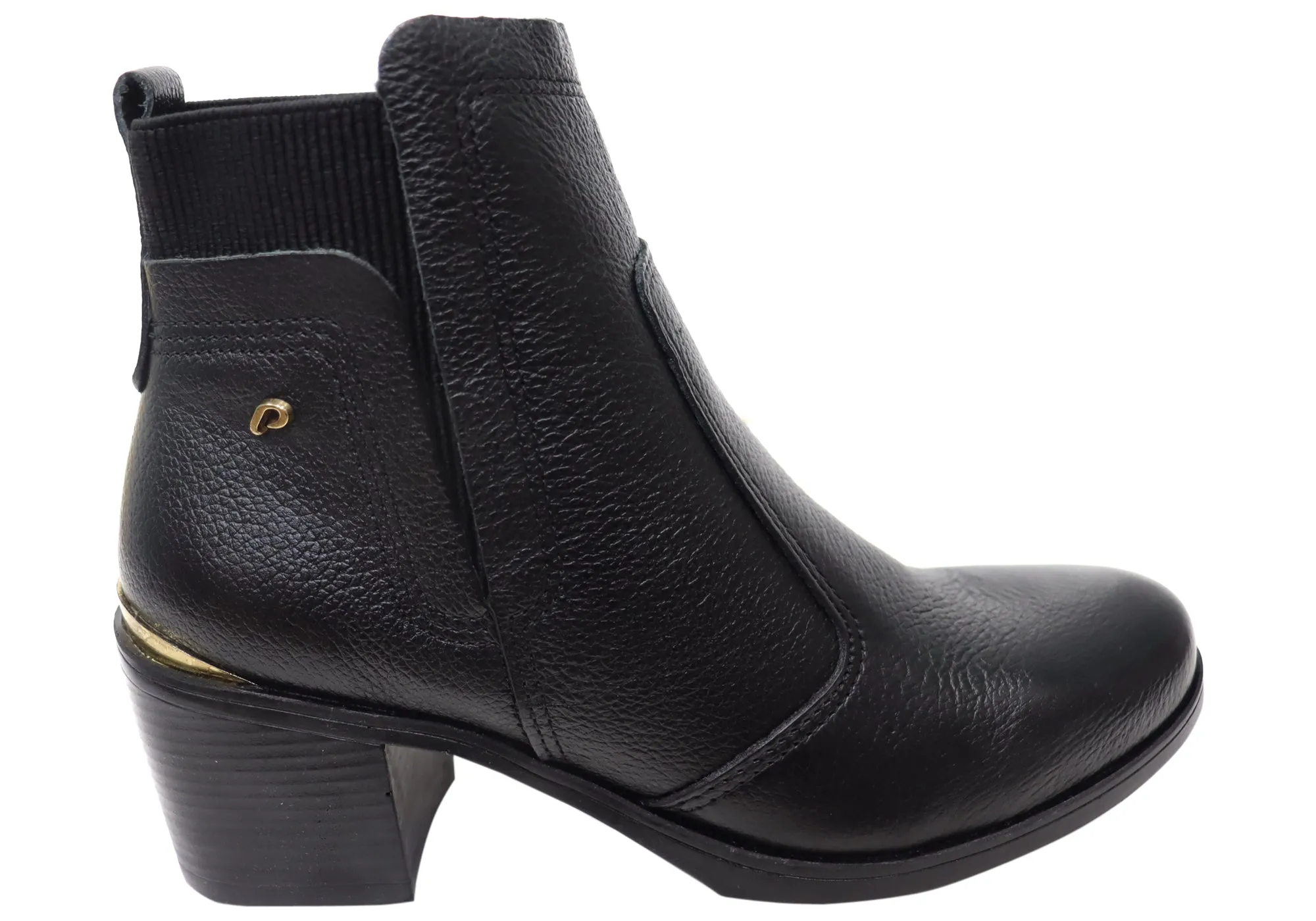 Water-resistant Cushioned Step Cold Weather Commuter Pegada Lane Womens Mid Heel Leather Ankle Boots Made In Brazil