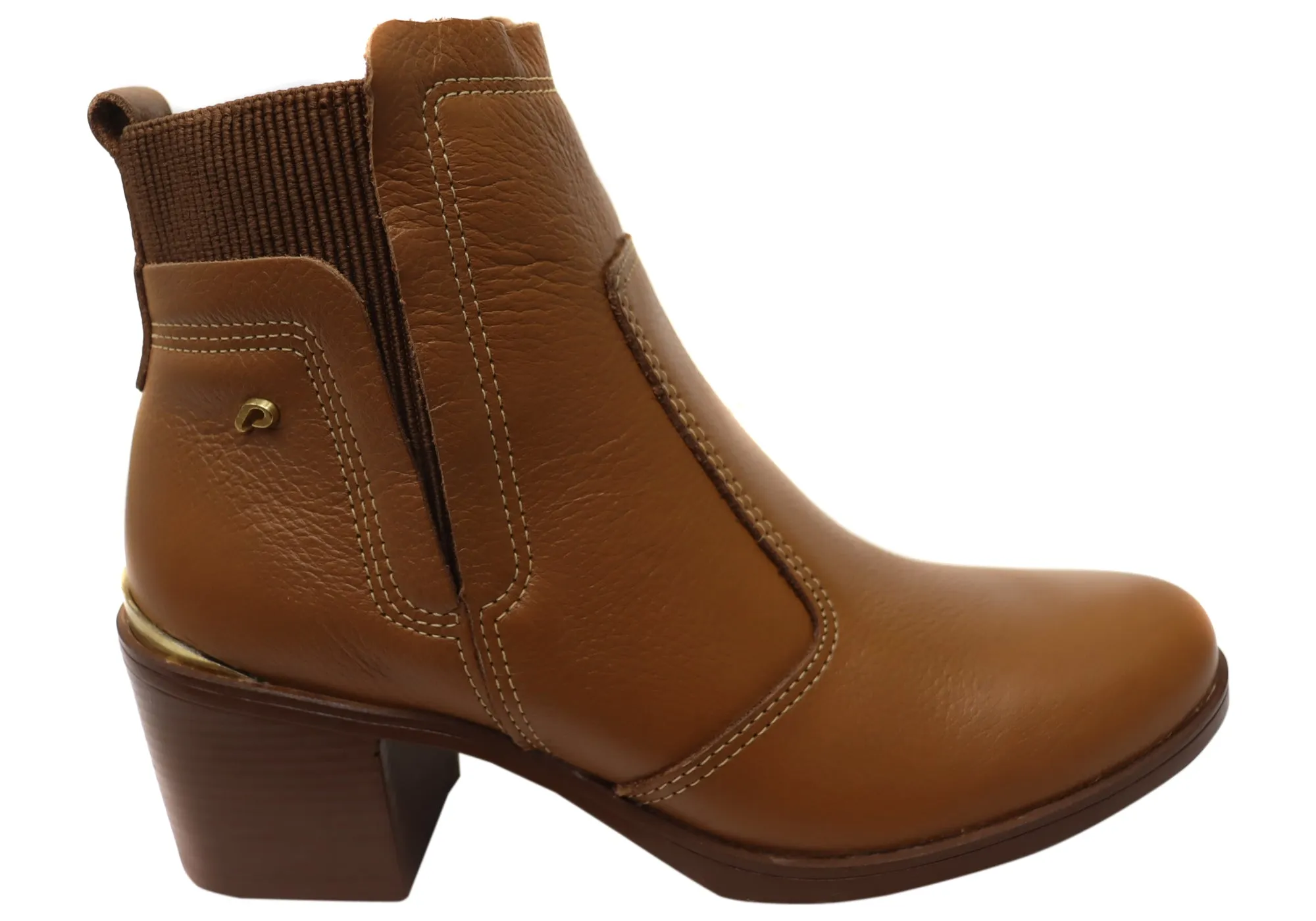 Pegada Lane Womens Mid Heel Leather Ankle Boots Made In Brazil Anti Bacterial Comfortable