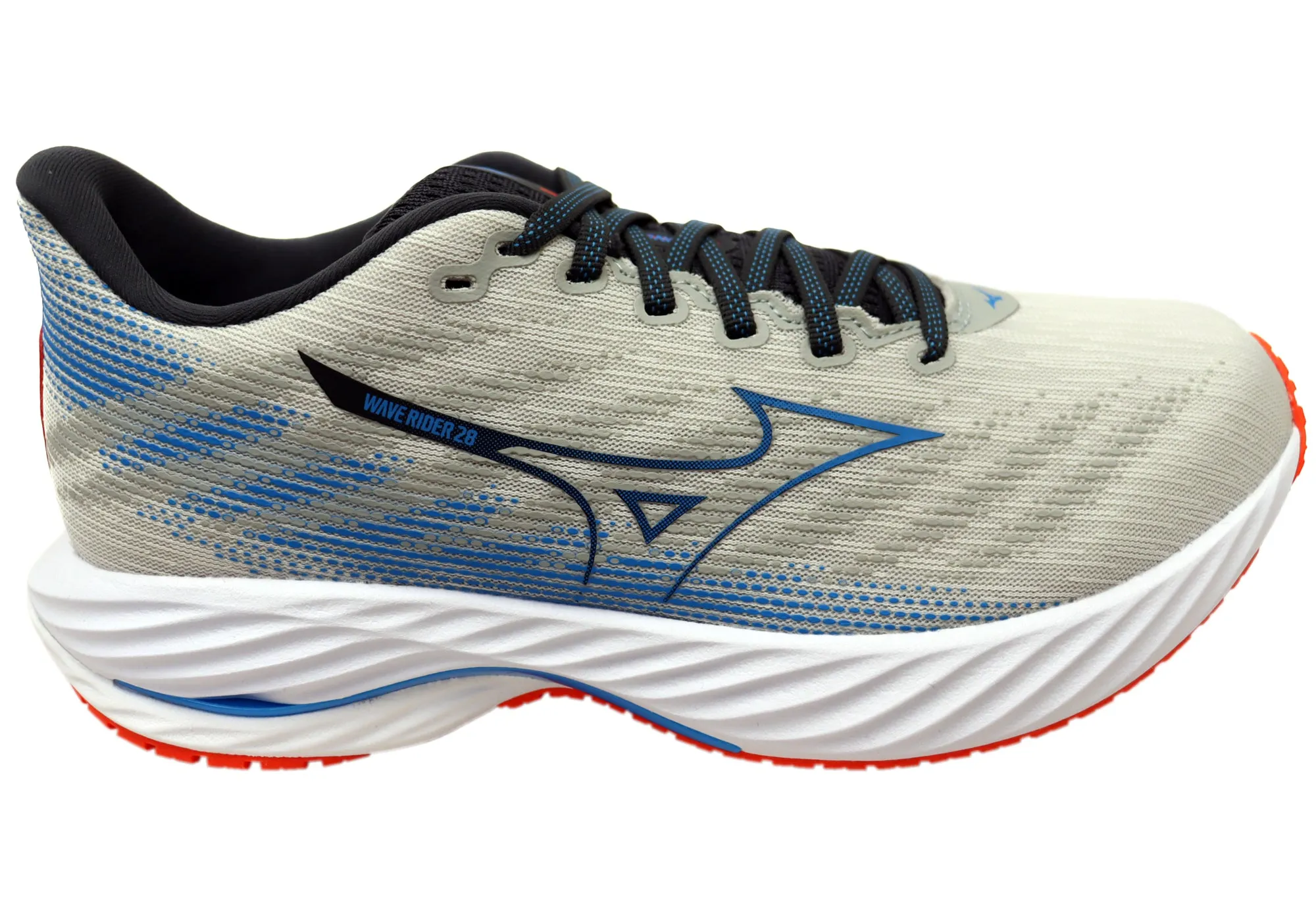 Comfortable Padding All Day Wear Mizuno Mens Wave Rider 28 Comfortable Running Shoes Grey