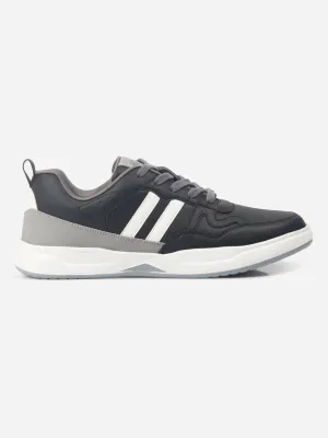 Men's Black Lace Up Sneakers (IX6017) Leisure Fit Neutral Walk
