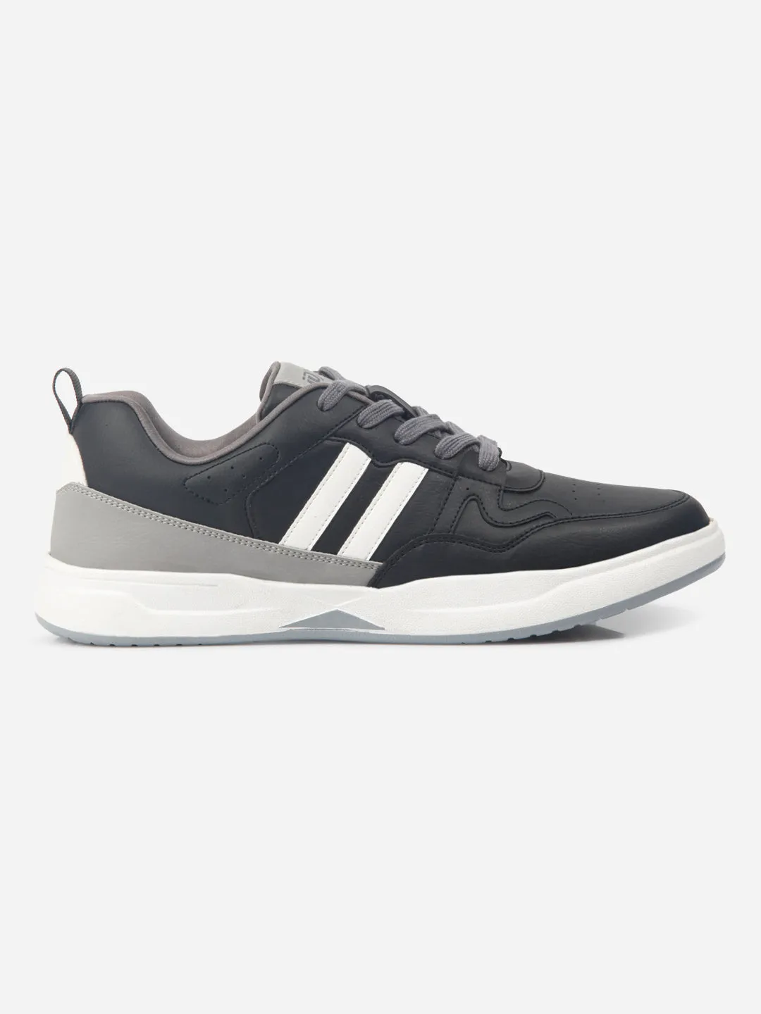 Men's Black Lace Up Sneakers (IX6017) Leisure Fit Neutral Walk