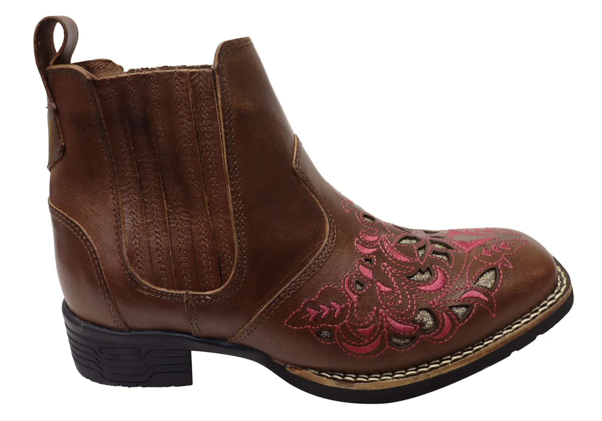 D Milton Emma Womens Leather Western Cowboy Chelsea Ankle Boots Breathable Urban Traveler