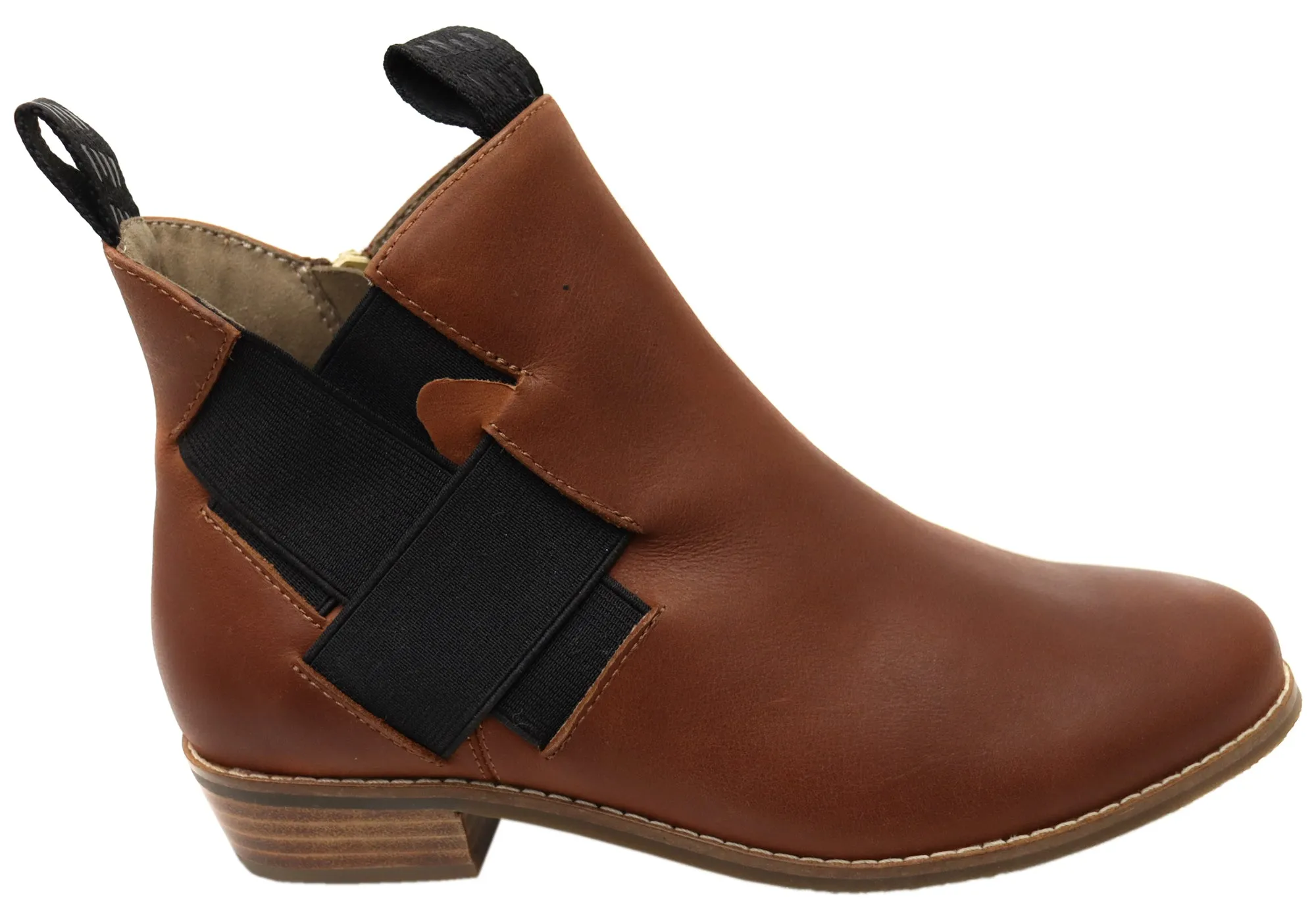 Homyped Empress Womens Supportive Leather Ankle Boots Cognac Reinforced Form Adventure Seeker Slip On Style