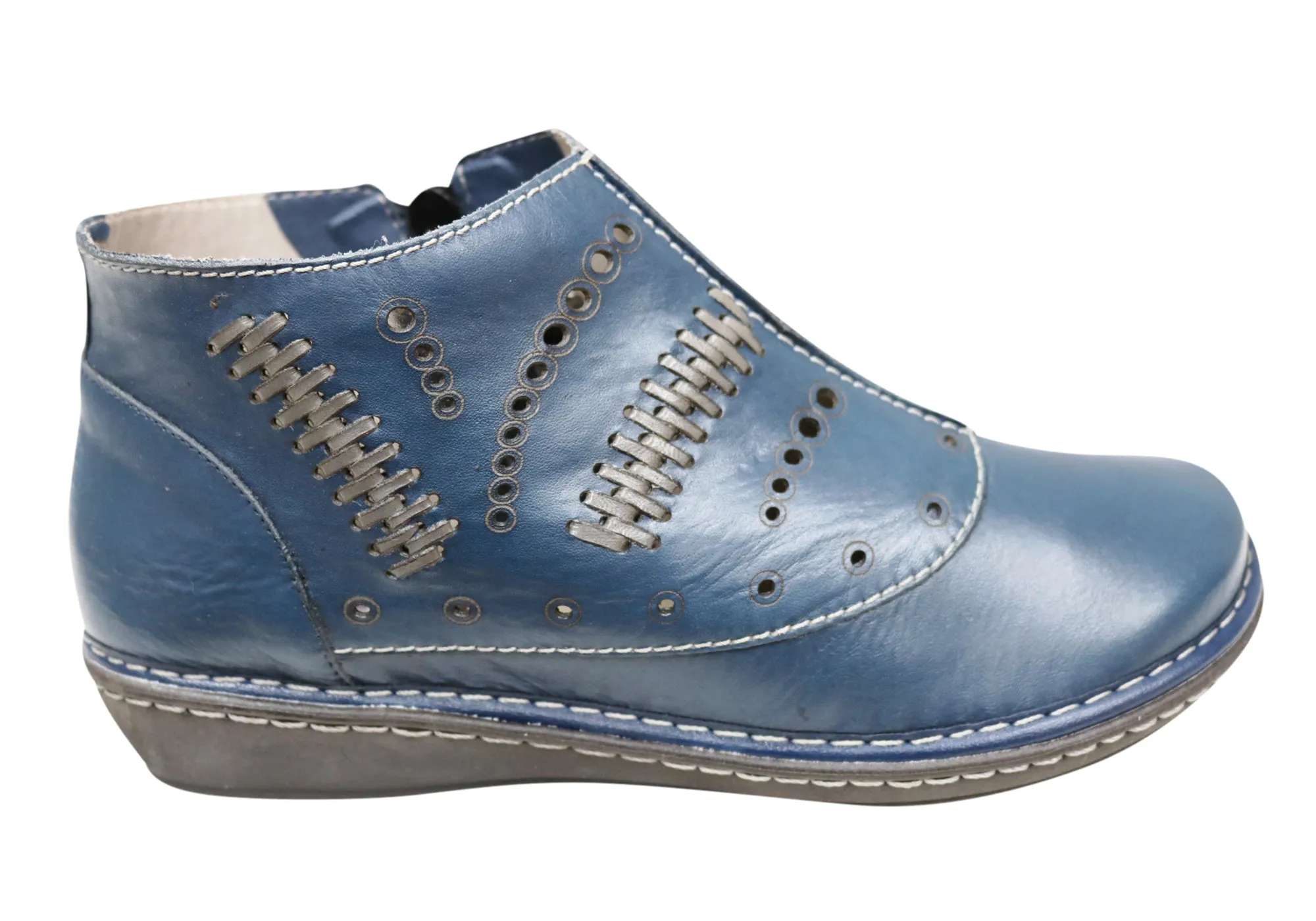 J Gean Petunia Womens Comfortable Leather Ankle Boots Made In Brazil Pull Tab Milan Shine