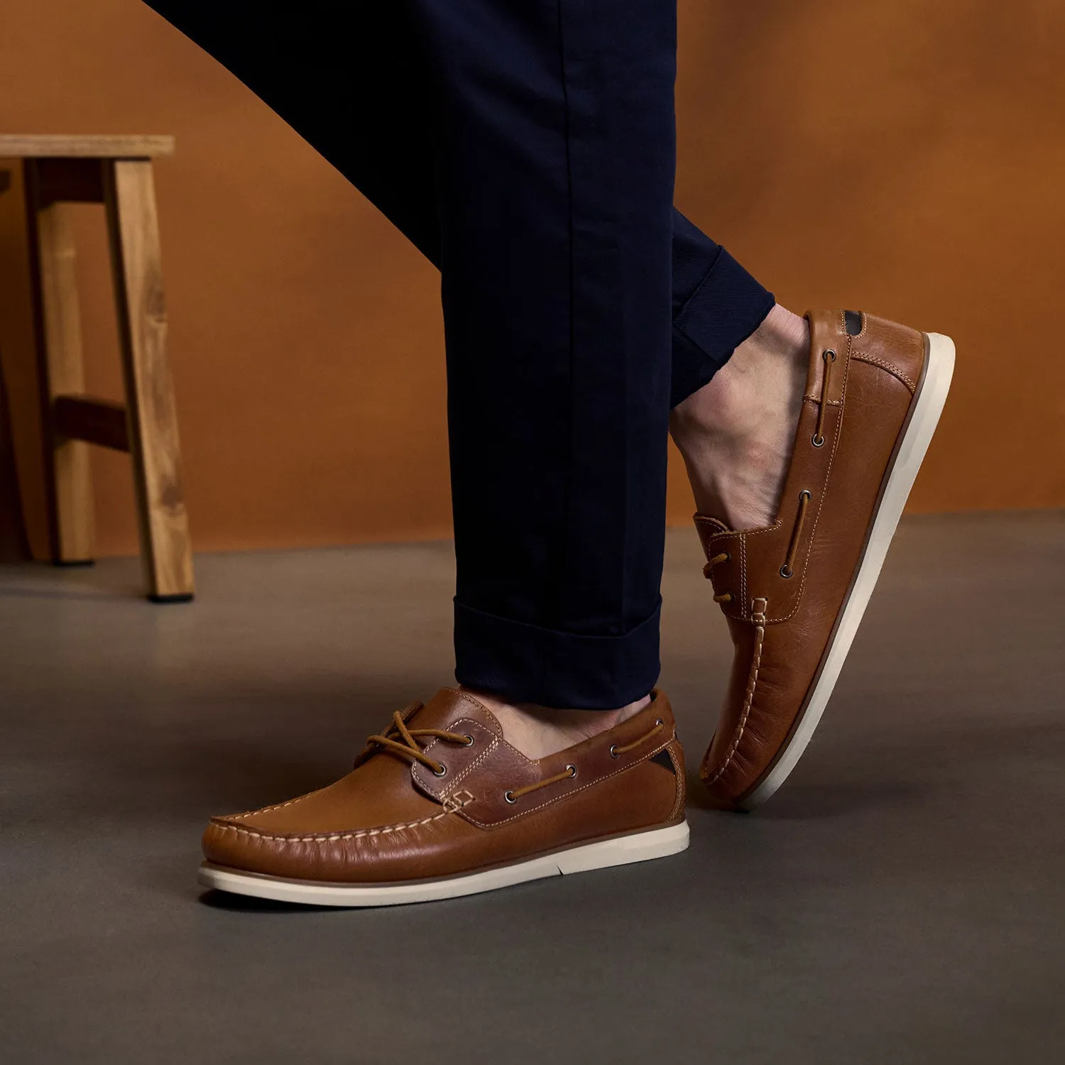 Brighton Boat Shoes Cognac Coach Step
