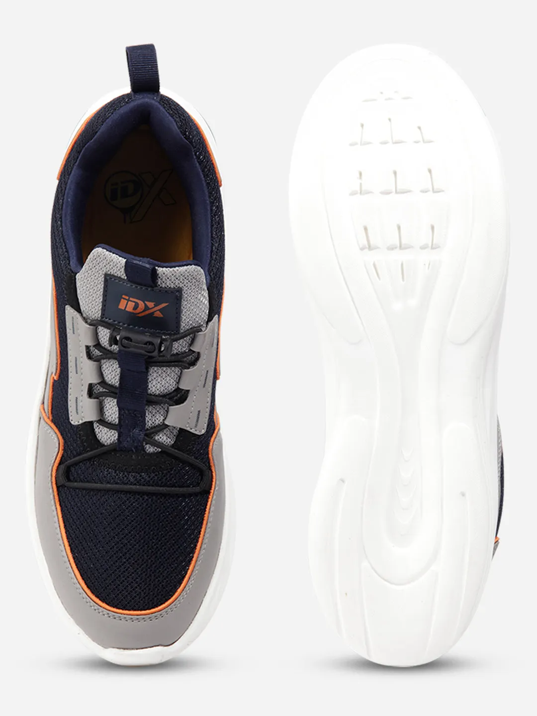 Sporty Men's Navy Grey Textured Mesh Sneakers IX7131