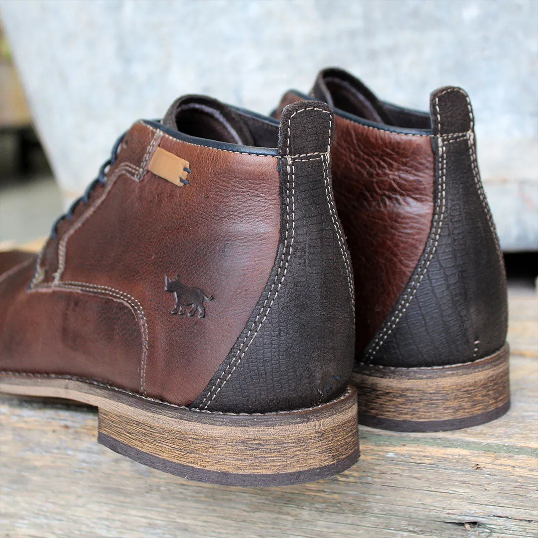 Low Profile Functional Minimalist Cheeta Lace Up Boots Dark Brown