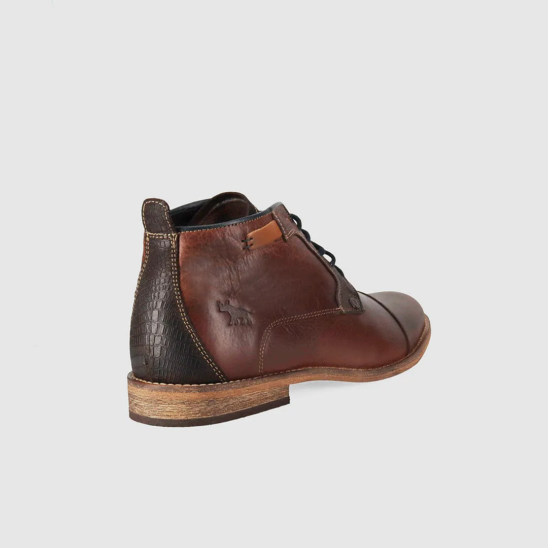 Bold Design Comfortable Style Cheeta Lace Up Boots Dark Brown