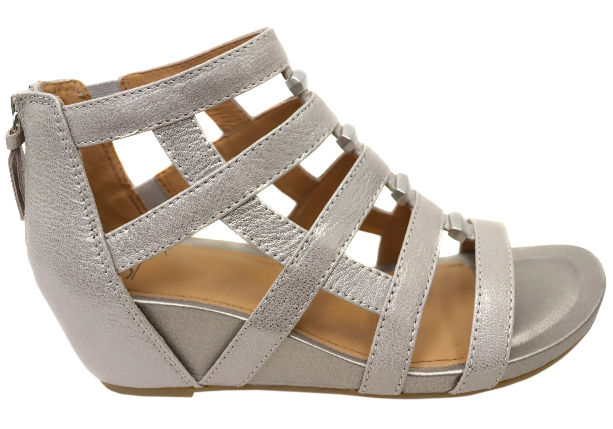 Relaxing Shoes Gladiator Style Sofft Rio II Womens Leather Wedge Sandals With Comfort Footbed