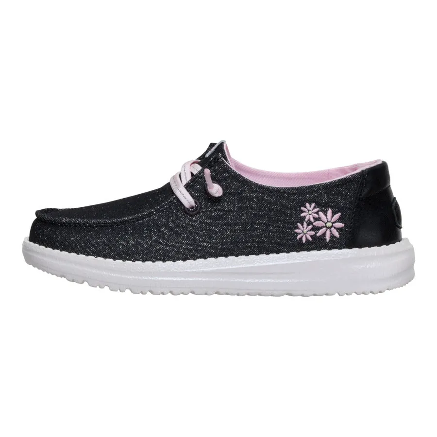 Wendy Youth Shimmer Flower - Charcoal Walk Lifestyle